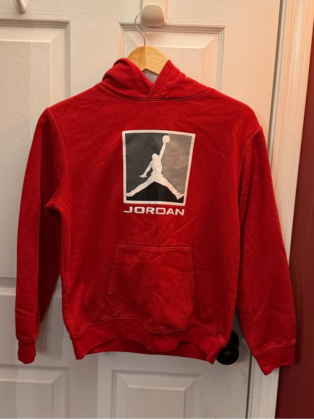 Jordan Red Hoodie with White Jumpman Graphic